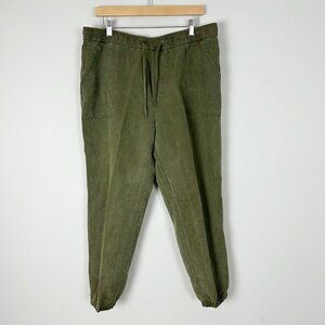 Marine Layer Olive Green Jogger Pants Linen Blend Pull On Size XL Women's